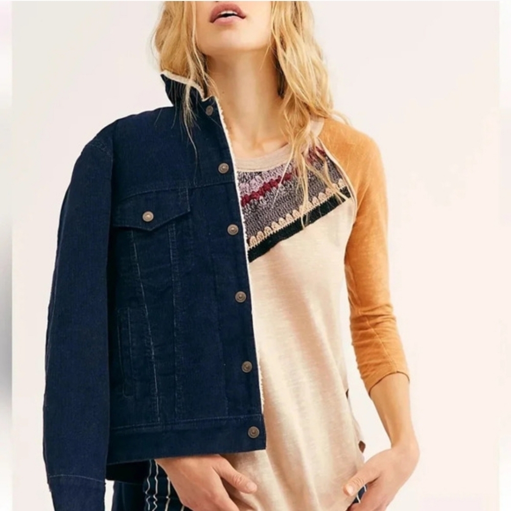 Free People We The Free Spring Bound Long Sleeve Top Small Boho Crochet Yoke Bei - Picture 11 of 12